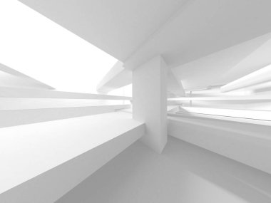 Beyaz Modern Arkaplan. Soyut Bina Konsepti. 3d Hazırlama