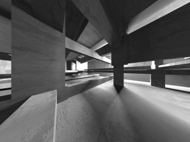 Soyut mimari arka plan. İçi boş beton döşeme. 3d hazırlayıcı