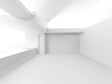 Beyaz Modern Arkaplan. Soyut Bina Konsepti. 3d Hazırlama