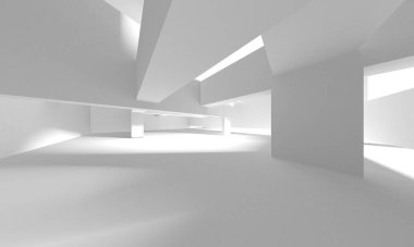 Aydınlatılmış koridor iç tasarımı. Boş Oda İç mimarisi. 3 Boyutlu Hazırlama