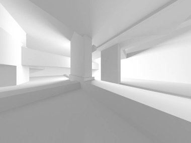 Aydınlatılmış koridor iç tasarımı. Boş Oda İç mimarisi. 3 Boyutlu Hazırlama