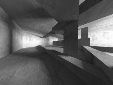 Soyut mimari arka plan. İçi boş beton döşeme. 3d hazırlayıcı