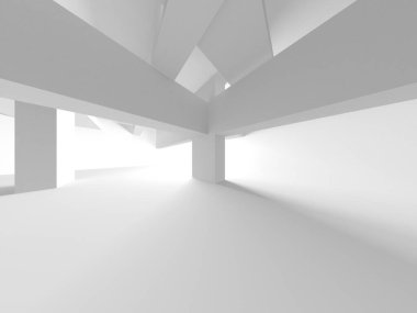 Aydınlatılmış koridor iç tasarımı. Boş Oda İç mimarisi. 3 Boyutlu Hazırlama