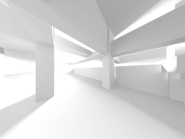 Aydınlatılmış koridor iç tasarımı. Boş Oda İç mimarisi. 3 Boyutlu Hazırlama