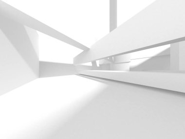 Beyaz Modern Arkaplan. Soyut Bina Konsepti. 3d Hazırlama