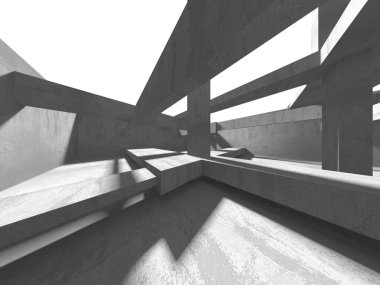 Soyut mimari arka plan. İçi boş beton döşeme. 3d hazırlayıcı