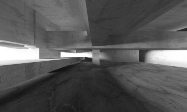 Soyut mimari iç plan. Boş beton oda. 3d hazırlayıcı