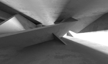 Soyut mimari iç plan. Boş beton oda. 3d hazırlayıcı