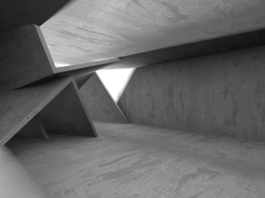 Soyut mimari iç plan. Boş beton oda. 3d hazırlayıcı