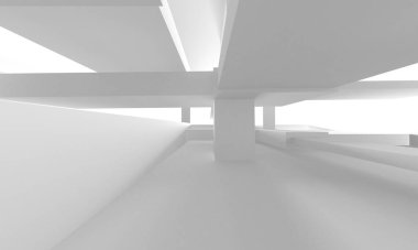 Beyaz Modern Arkaplan. Soyut Bina Konsepti. 3d Hazırlama