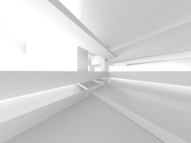 Aydınlatılmış koridor iç tasarımı. Boş Oda İç mimarisi. 3 Boyutlu Hazırlama