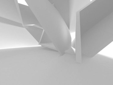 Beyaz Modern Arkaplan. Soyut Bina Konsepti. 3d Hazırlama