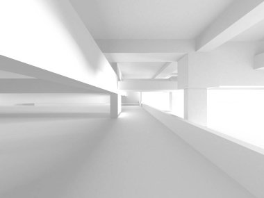 Aydınlatılmış koridor iç tasarımı. Boş Oda İç mimarisi. 3 Boyutlu Hazırlama