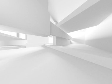 Soyut Beyaz Mimari Tasarım Konsepti. 3d Görüntüleme