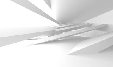Soyut Beyaz Mimari Tasarım Konsepti. 3d Görüntüleme