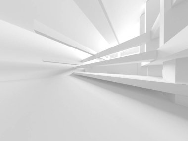 Soyut Beyaz Mimari Tasarım Konsepti. 3d Görüntüleme