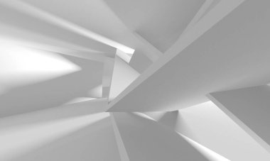 Soyut Beyaz Mimari Tasarım Konsepti. 3d Görüntüleme