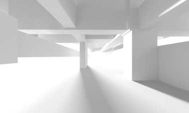 Soyut Beyaz Mimari Tasarım Konsepti. 3d Görüntüleme