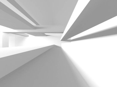 Soyut Beyaz Mimari Tasarım Konsepti. 3d Görüntüleme