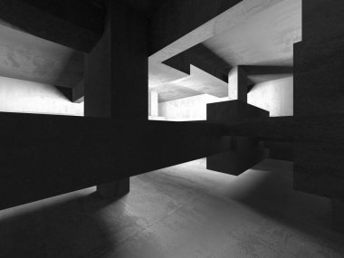 Soyut mimari arka plan. İçi boş beton döşeme. 3d hazırlayıcı