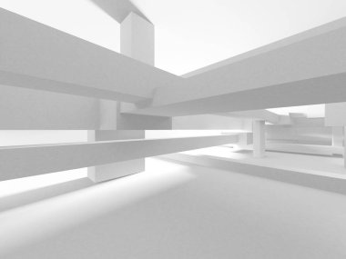 Beyaz Modern Arkaplan. Soyut Bina Konsepti. 3d Hazırlama