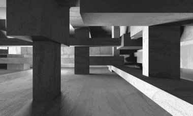 Soyut mimari iç plan. Boş beton oda. 3d hazırlayıcı