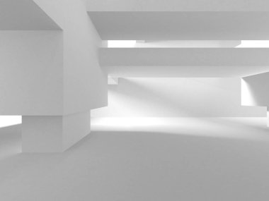 Beyaz Modern Arkaplan. Soyut Bina Konsepti. 3d Hazırlama