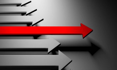 Okçular boş pazarlamayı soyut hale getirir. İş konsepti duvar kağıdı. 3d hazırlayıcı