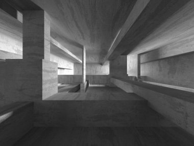 Soyut mimari arka plan. İçi boş beton döşeme. 3d hazırlayıcı