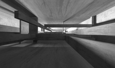 Soyut mimari iç plan. Boş beton oda. 3d hazırlayıcı