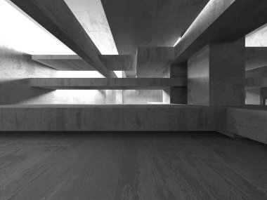 Soyut mimari iç plan. Boş beton oda. 3d hazırlayıcı