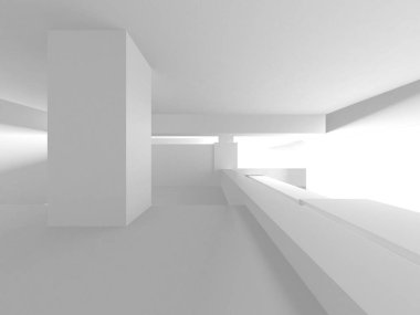 Beyaz Modern Arkaplan. Soyut Bina Konsepti. 3d Hazırlama