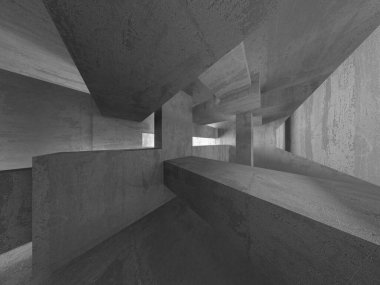 Soyut mimari iç plan. Boş beton oda. 3d hazırlayıcı