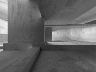 Soyut mimari arka plan. İçi boş beton döşeme. 3d hazırlayıcı