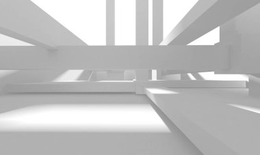 Beyaz Modern Arkaplan. Soyut Bina Konsepti. 3d Hazırlama