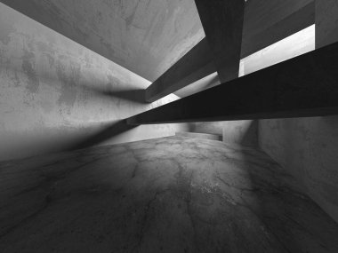 Soyut mimari iç plan. Boş beton oda. 3d hazırlayıcı