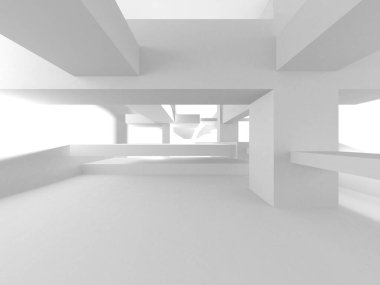 Beyaz Modern Arkaplan. Soyut Bina Konsepti. 3d Hazırlama