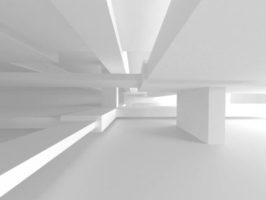 Aydınlatılmış koridor iç tasarımı. Boş Oda İç mimarisi. 3 Boyutlu Hazırlama