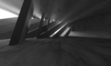 Soyut mimari arka plan. İçi boş beton döşeme. 3d hazırlayıcı