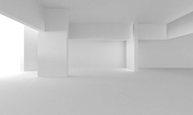 Beyaz Modern Arkaplan. Soyut Bina Konsepti. 3d Hazırlama