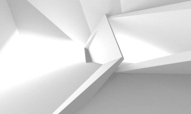 Beyaz Modern Arkaplan. Soyut Bina Konsepti. 3d Hazırlama