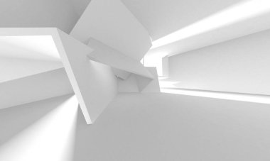 Aydınlatılmış koridor iç tasarımı. Boş Oda İç mimarisi. 3 Boyutlu Hazırlama