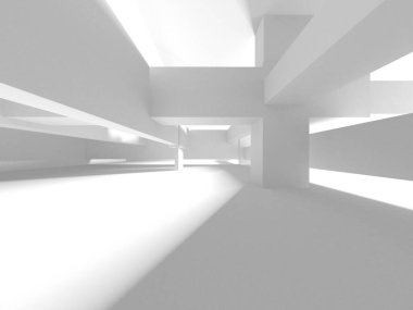 Soyut Beyaz Mimari Tasarım Konsepti. 3d Görüntüleme