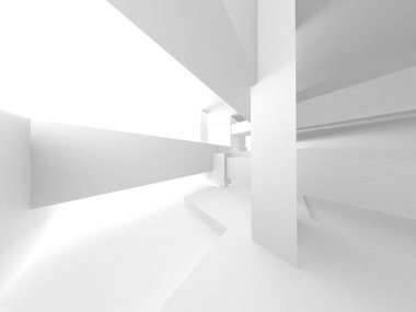 Soyut Beyaz Mimari Tasarım Konsepti. 3d Görüntüleme