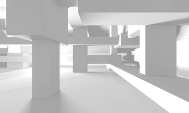 Soyut Beyaz Mimari Tasarım Konsepti. 3d Görüntüleme