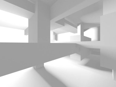 Soyut Beyaz Mimari Tasarım Konsepti. 3d Görüntüleme