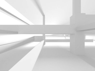 Soyut Beyaz Mimari Tasarım Konsepti. 3d Görüntüleme