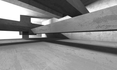 Dark Beton Duvar Mimarisi. Boş Oda. 3d Görüntüleme