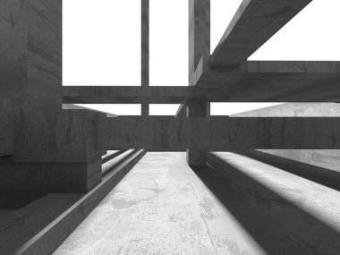 Dark Beton Duvar Mimarisi. Boş Oda. 3d Görüntüleme