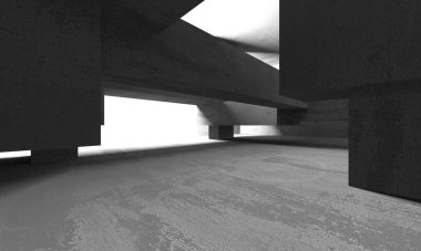 Dark Beton Duvar Mimarisi. Boş Oda. 3d Görüntüleme